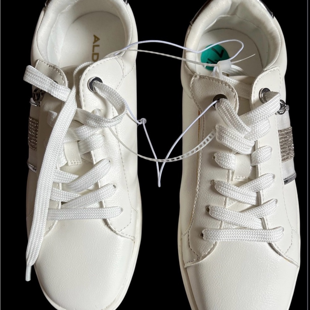 Aldo Cream Sneakers with Silver Details